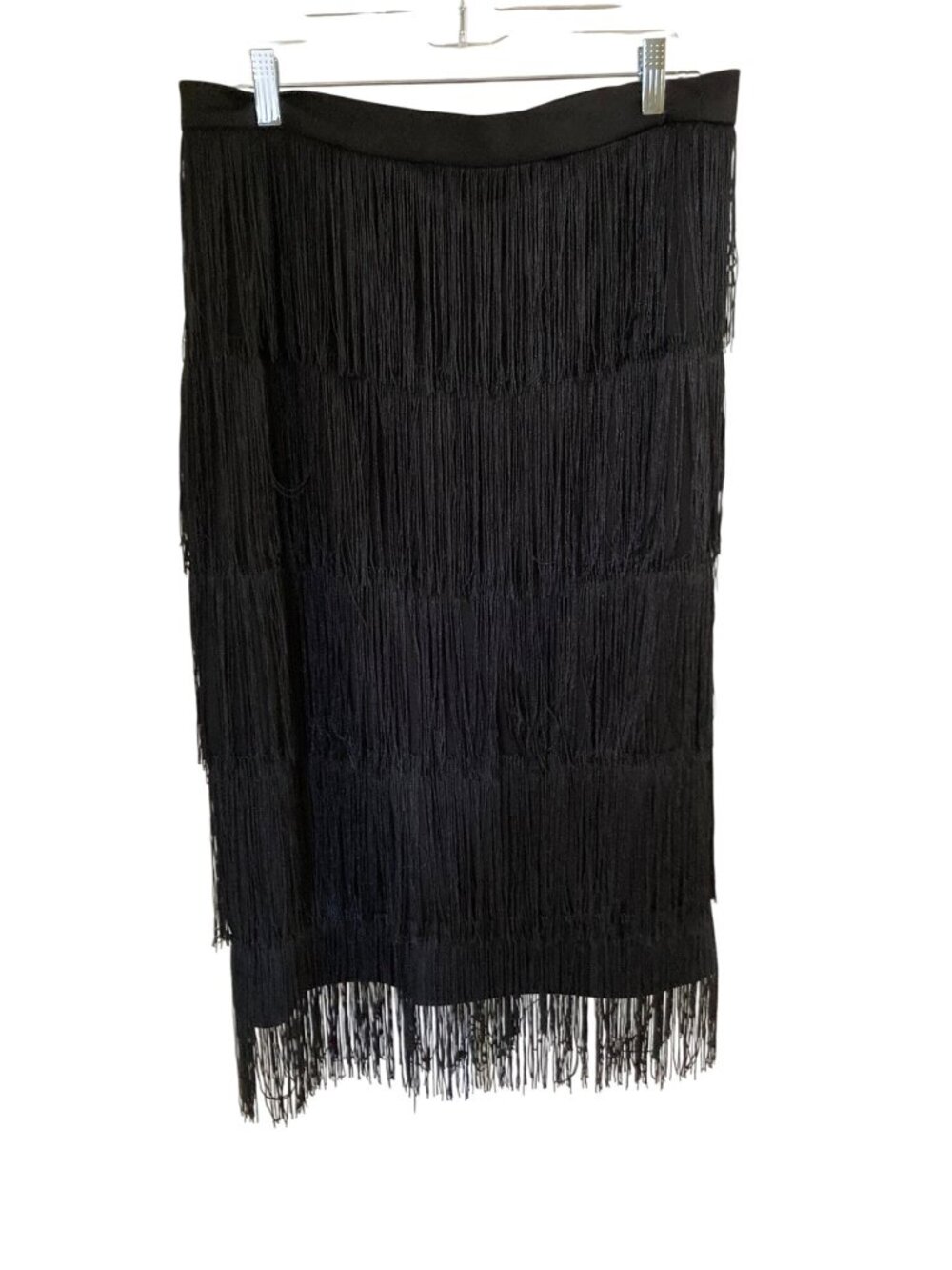 N by Nancy Layered Fringe Tiered Maxi Skirt in Black XL  NWT
